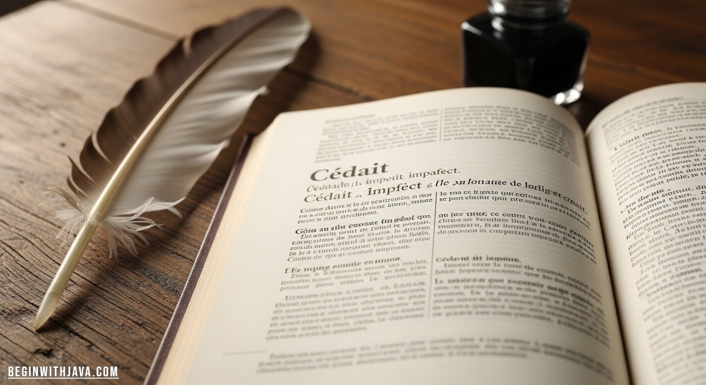 French verb cédait highlighted in a grammar chart