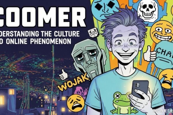 Illustration representing Coomer, an online culture phenomenon and internet trend community.