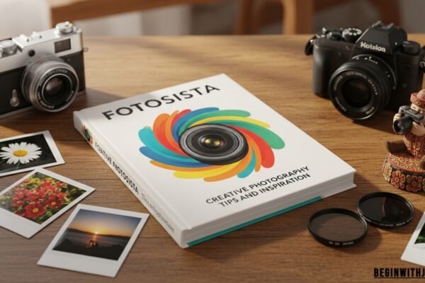 "Creative photography setup with camera and props, showcasing tips from Fotosista."