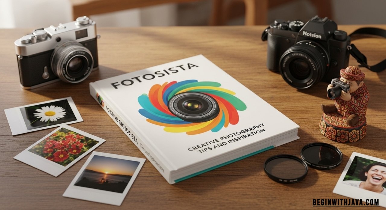 "Creative photography setup with camera and props, showcasing tips from Fotosista."