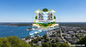 Scenic view of Konektikat with coastal beaches, historic landmarks, and lush greenery showcasing Connecticut’s natural beauty and culture.