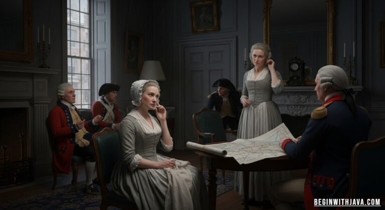 Portrait of Lydia Darragh, 18th-century Quaker woman and Revolutionary War spy, depicted in historical attire