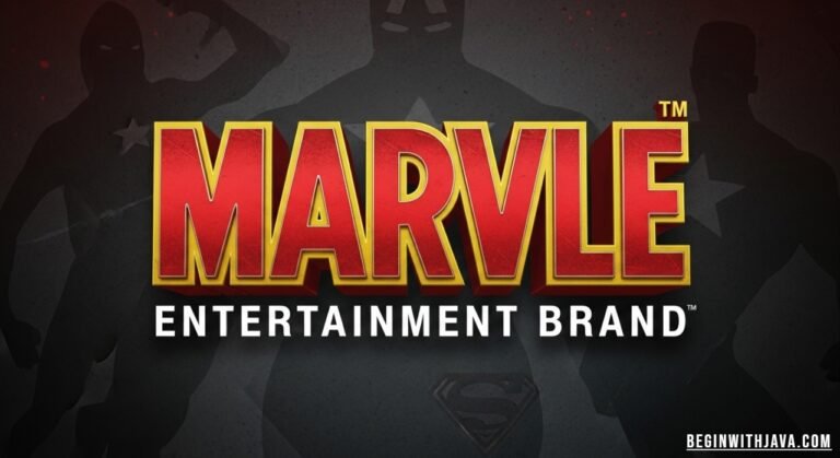 Logo representing Marvel Entertainment, featuring iconic red background and bold white lettering for superheroes and comics