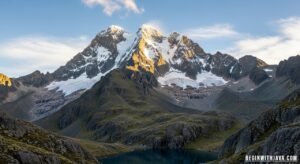 Pico Bolívar, the highest mountain in Venezuela, towering over the Sierra Nevada with snow-capped peaks and rugged terrain