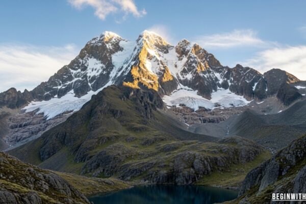 Pico Bolívar, the highest mountain in Venezuela, towering over the Sierra Nevada with snow-capped peaks and rugged terrain